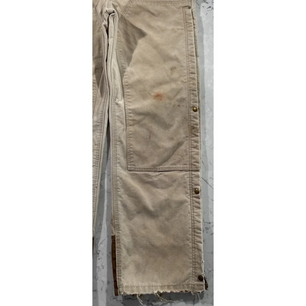Carhartt Bib Overalls Mens 38x36 Brown Duck Canvas Insulated Workwear R41 BRN